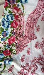 将图像加载到图库查看器中, Women's Lakhnavi Handcrafted Cotton Chikankari Unstitched Kurti Fabric - HONC0284316