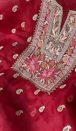 Load image into Gallery viewer, Amara Women's Lakhnavi Handcrafted Pure Organza Chikankari Unstitched Kurta And Dupatta Set - HONC0258851