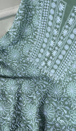 Load image into Gallery viewer, Women's Lakhnavi Handcrafted Pure Silk Georgette Chikankari Suit Material - HONC0260019