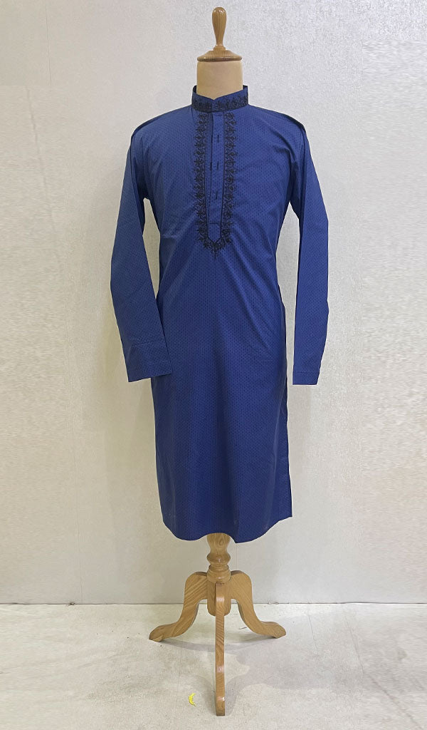 Men's Lucknowi Handcrafted Cotton Chikankari Kurta - HONC082749