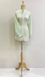 Load image into Gallery viewer, Women's Lakhnavi Handcrafted Semi Stitched Mul chanderi Chikankari Top -HONC0166783