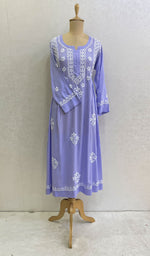 Load image into Gallery viewer, Sifa Women's Lucknowi Handcrafted Modal Cotton Chikankari Gown - HONC0122081