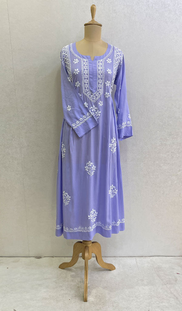 Sifa Women's Lucknowi Handcrafted Modal Cotton Chikankari Gown - HONC0122081