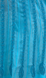 Load image into Gallery viewer, Women's Lakhnavi Handcrafted Turquoise Faux-Georgette Chikankari Anarkali Dress - NC0852