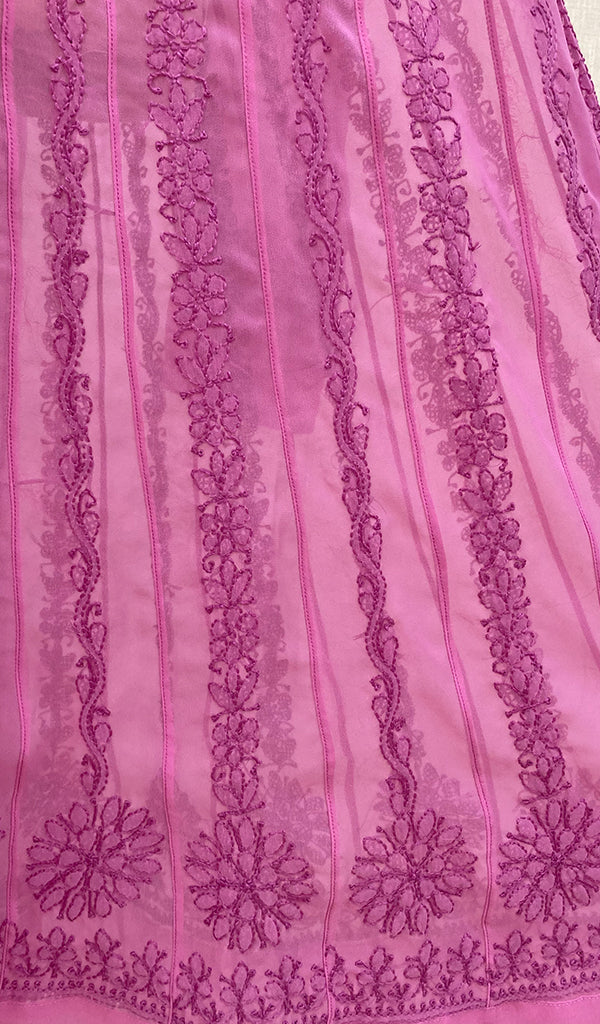Women's Lakhnavi Handcrafted Faux-Georgette Chikankari Anarkali Dress - NC0884