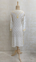 将图像加载到图库查看器中, Women's Lakhnavi Handcrafted Pure Chiffon Chikankari Kurti - NC0904