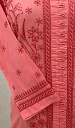 Load image into Gallery viewer, Women's Lakhnavi Handcrafted Pink Cotton Chikankari Kurti - NC068823