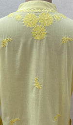 Load image into Gallery viewer, Women's Lakhnavi Handcrafted Light Yellow Cotton Chikankari Kurti - NC068829