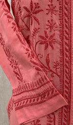 Load image into Gallery viewer, Women's Lakhnavi Handcrafted Pink Cotton Chikankari Kurti - NC068832