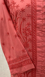 Load image into Gallery viewer, Women's Lucknowi Handcrafted Dark Pink Cotton Chikankari Kurti - NC068830