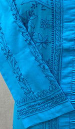 将图像加载到图库查看器中, Women's Lucknowi Handcrafted Turquoise Cotton Chikankari Kurti - NC068840