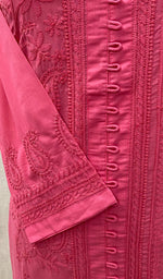 Load image into Gallery viewer, Lakhnavi Handcrafted Coral Pink Cotton Chikankari Kurti - NC068847