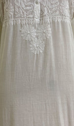 Load image into Gallery viewer, Women's Lakhnavi Handcrafted White Cotton Chikankari Kurti - NC073188