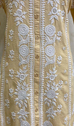 Load image into Gallery viewer, Women's Lucknowi Handcrafted Beige Linen Cotton Chikankari Kurti - HONC011103