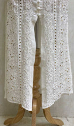 将图像加载到图库查看器中, Women's Lucknowi Handcrafted White Faux-Georgette Chikankari Dress - HONC011173