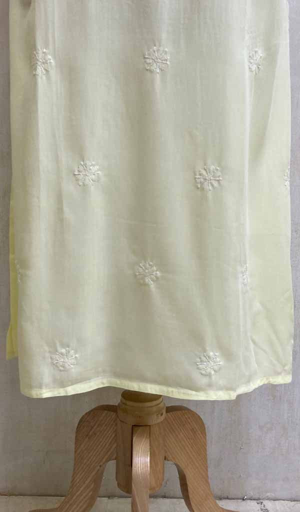 Lakhnavi Handcrafted Lemon Modal Cotton Chikankari Kurti - HONC011813