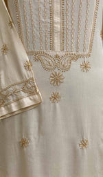 Load image into Gallery viewer, Women's Lakhnavi Handcrafted Beige Modal Cotton Chikankari Kurti - HONC011820