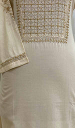 Load image into Gallery viewer, Women's Lucknowi Handcrafted Beige Cotton Chikankari Kurti - HONC011823