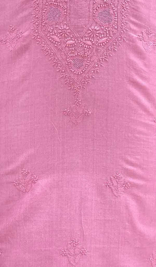 Lucknowi Handcrafted Munga Silk Chikankari Unstitched Men's Kurta Fabric - HONC017976