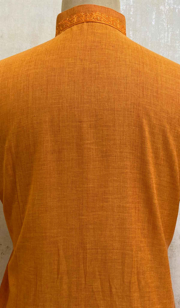 Men's Lucknowi Handcrafted Cotton Chikankari Kurta - HONC021631