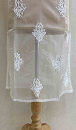 Load image into Gallery viewer, Women's Lakhnavi Handcrafted White Organza Chikankari Kurti - HONC029495