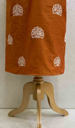 Load image into Gallery viewer, Women&#39;s Lakhnavi Handcrafted Chanderi Silk Chikankari Unstitched Kurti Fabric - Honc054034
