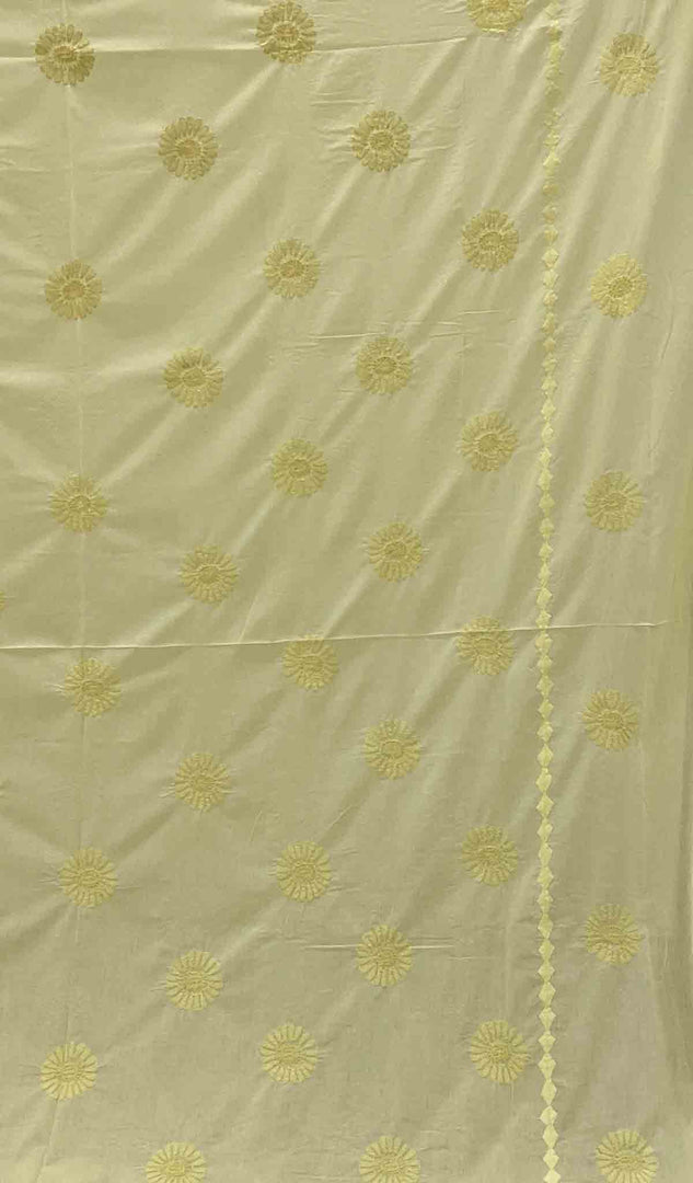 لکھنوی دستکاری کاٹن چکنکاری بیڈ شیٹ سیٹ - HONC043432