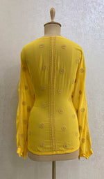 Load image into Gallery viewer, Women's Lakhnavi Handcrafted Fox-Georgette Chikankari Top - HONC067338