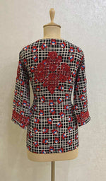 Load image into Gallery viewer, Women's Lakhnavi Handcrafted Crepe Chikankari Top - HONC067296