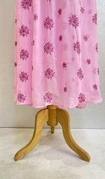 Load image into Gallery viewer, Pink Women Lucknowi Handcrafted Faux-Georgette Chikankari Anarkali Dress