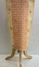 Load image into Gallery viewer, Women's Lucknowi Handcrafted Pure Organza Silk Chikankari Unstitched Kurti Fabric - Honc067935