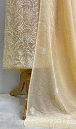 将图像加载到图库查看器中, Lakhnavi 手工制作 Kota 棉 Chikankari Kurta 和 Dupatta 套装 - HONC073096