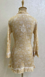 将图像加载到图库查看器中, Lakhnavi 手工印花 Mulmul 棉质 Chikankari 上衣 - HONC079839