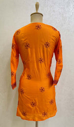 Load image into Gallery viewer, Women's Lakhnavi Handcrafted Silk Chikankari Top - NC10456