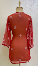 Load image into Gallery viewer, Women's Lakhnavi Handcrafted Faux-Georgette Chikankari Top - HONC093092
