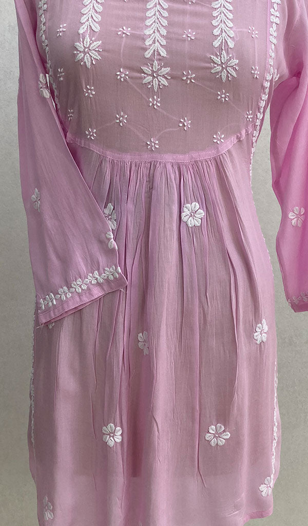 Lucknowi 手工莫代尔棉 Chikankari 长袍 - HONC098359