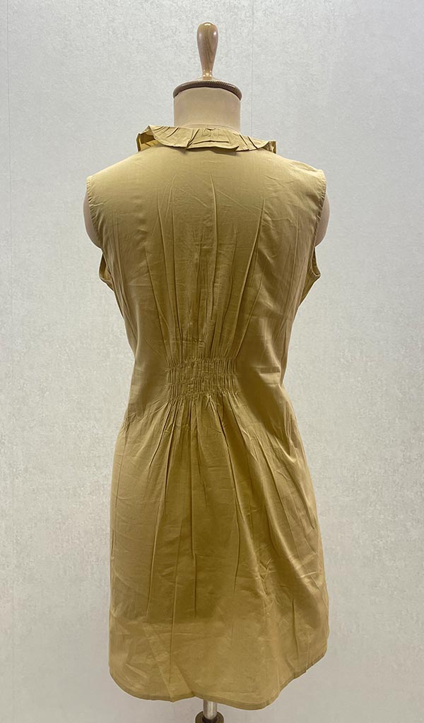 Lucknowi 手工制作的棉质 Chikankari 上衣 - HONC099154