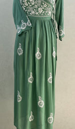 Load image into Gallery viewer, Neha Women's Lucknowi Handcrafted Modal Cotton Chikankari Angrakha Dress - HONC0102784