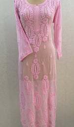 Load image into Gallery viewer, Women's Lakhnavi Handcrafted Viscose Georgette Chikankari Kurti - HONC039995