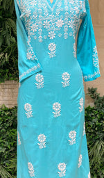 Load image into Gallery viewer, Women's Lucknowi Handcrafted Cotton Chikankari Kurti - HONC0109601