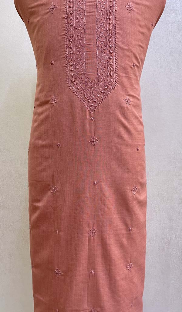 Lucknowi Handcrafted Cotton Chikankari Unstitched Men's Kurta Fabric - HONC0108808