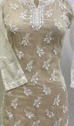 将图像加载到图库查看器中, Lakhnavi 手工制作 Orgenza Chikankari 上衣 - HONC0112358