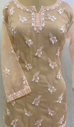 将图像加载到图库查看器中, Lakhnavi 手工制作 Orgenza Chikankari 上衣 - HONC0112344