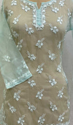 将图像加载到图库查看器中, Lakhnavi 手工制作 Orgenza Chikankari 上衣 - HONC0112356