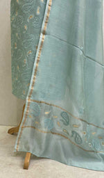 Load image into Gallery viewer, Women's Lakhnavi Handcrafted Chanderi Silk Chikankari Full Suit Material - HONC067420