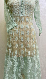 将图像加载到图库查看器中, Women's Lakhnavi Handcrafted Organza Chikankari Kurti - HONC0111265