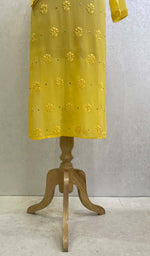 将图像加载到图库查看器中, Women's Lakhnavi Handcrafted Viscose Georgette Chikankari Kurti - HONC0105284