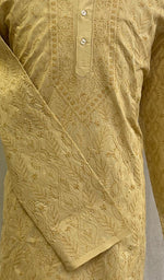 Load image into Gallery viewer, Men's Lucknowi Handcrafted Cotton Chikankari Kurta -HONC0123591