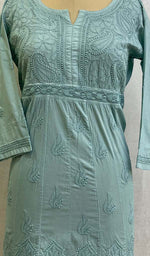 将图像加载到图库查看器中, Lakhnavi 手工制作的 Chikankari 棉质上衣 - HONC0111311