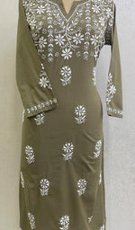 Load image into Gallery viewer, Mahek Women's Lucknowi Handcrafted Mul Cotton Chikankari KuRTI - HONC0110755